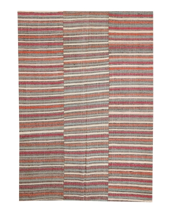 Striped Vintage Kilim Textiles - 6`4" x 8`9"