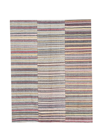 Vintage Striped Kilim Textiles - 6`8" x 8`8"