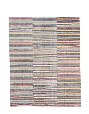 Vintage Striped Kilim Textiles - 6`8" x 8`8"