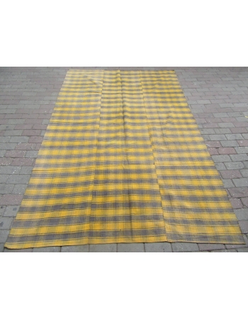 Yellow & Gray Vintage Kilim Textile - 5`10" x 8`10"