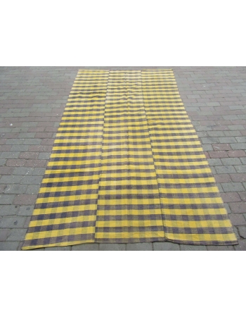 Yellow & Gray Vintage Kilim Textile - 5`4" x 9`4"