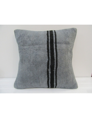 Handmade Black Striped Gray Turkish Kilim Pillow Cover