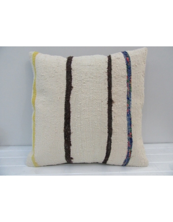 Handmade Striped Natural Turkish Kilim Pillow Cover