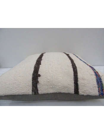 Handmade Striped Natural Turkish Kilim Pillow Cover
