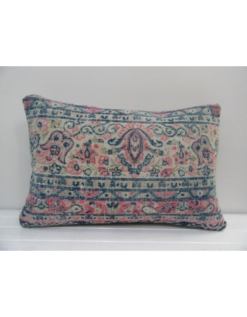 Vintage Handmade Blue and Coral Turkish Kilim Cushion Cover