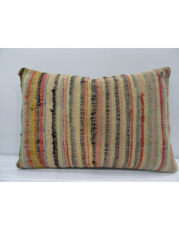 Vintage Handmade Multicolor Striped Mustard Kilim Cushion Cover