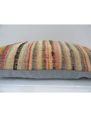 Vintage Handmade Multicolor Striped Mustard Kilim Cushion Cover