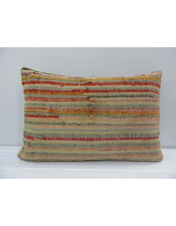 Vintage Handmade Multicolor Striped Mustard Kilim Cushion Cover