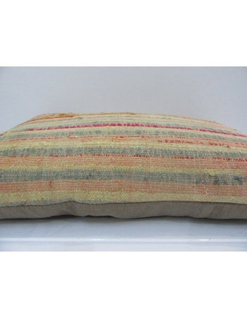 Vintage Handmade Multicolor Striped Mustard Kilim Cushion Cover