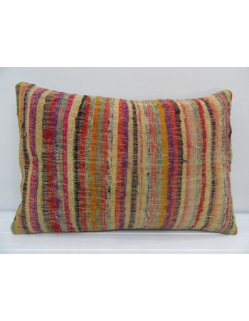 Vintage Handmade Multicolor Striped Mustard Kilim Cushion Cover