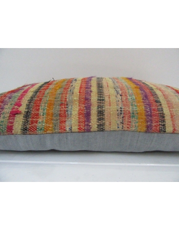 Vintage Handmade Multicolor Striped Mustard Kilim Cushion Cover