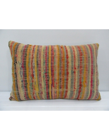 Vintage Handmade Multicolor Striped Mustard Kilim Cushion Cover