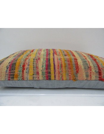 Vintage Handmade Multicolor Striped Mustard Kilim Cushion Cover