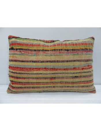 Vintage Handmade Multicolor Striped Mustard Kilim Cushion Cover