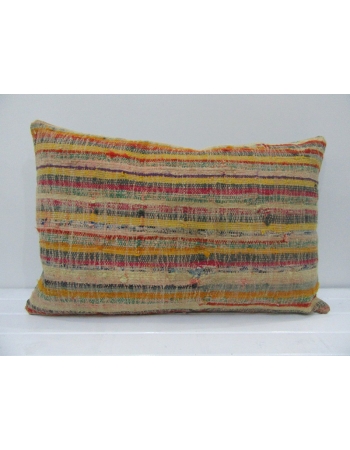 Vintage Handmade Multicolor Striped Mustard Kilim Cushion Cover