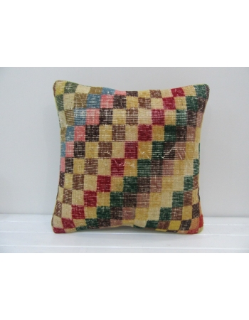 Vintage Handmade Chequered Colorful Turkish Pillow Cover