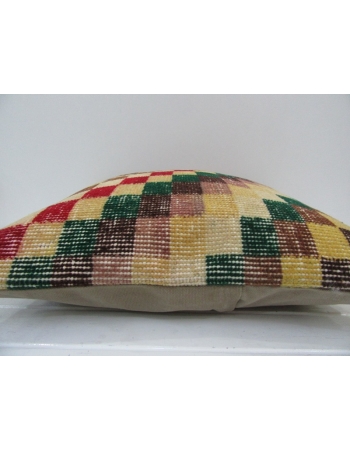 Vintage Handmade Chequered Colorful Turkish Pillow Cover