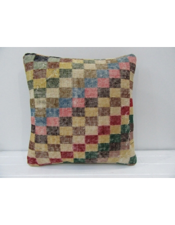 Vintage Handmade Chequered Colorful Turkish Pillow Cover