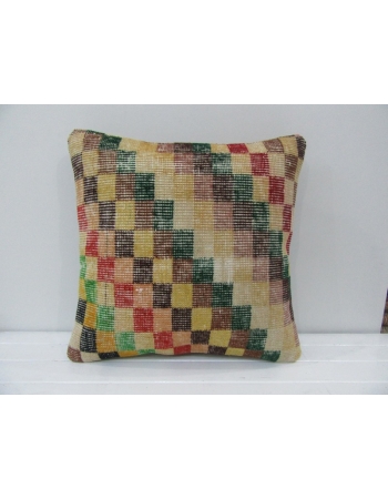 Vintage Handmade Chequered Colorful Turkish Pillow Cover