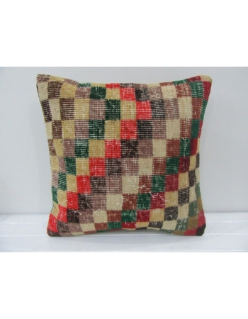 Vintage Handmade Chequered Colorful Turkish Pillow Cover