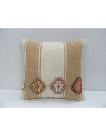 Vintage Handmade Decorative Embroidered Striped Kilim Pillow Cover