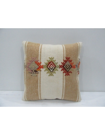 Vintage Handmade Decorative Embroidered Striped Kilim Pillow Cover