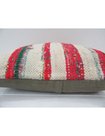Vintage Handmade Red and White Striped Kilim Pillow Cover