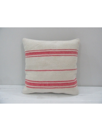 Vintage Handmade Pink Striped Natural Kilim Pillow Cover