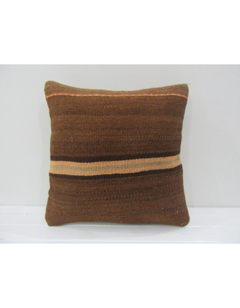 Vintage Handmade Striped Natural Brown Kilim Pillow Cover