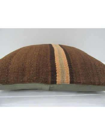 Vintage Handmade Striped Natural Brown Kilim Pillow Cover