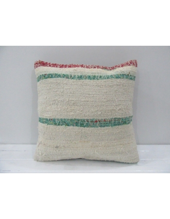 Vintage Handmade Green Striped Natural Kilim Pillow Cover