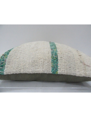 Vintage Handmade Green Striped Natural Kilim Pillow Cover