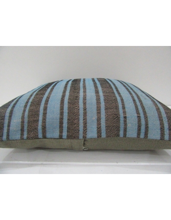 Vintage Handmade Blue and Black Striped Kilim Pillow Cover