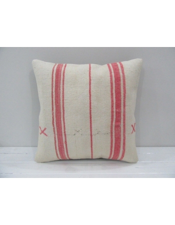 Vintage Handmade Pink Striped Natural Kilim Pillow Cover