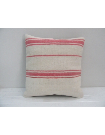 Vintage Handmade Pink Striped Natural Kilim Pillow Cover