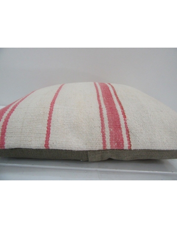 Vintage Handmade Pink Striped Natural Kilim Pillow Cover