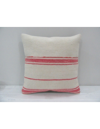 Vintage Handmade Pink Striped Natural Kilim Pillow Cover