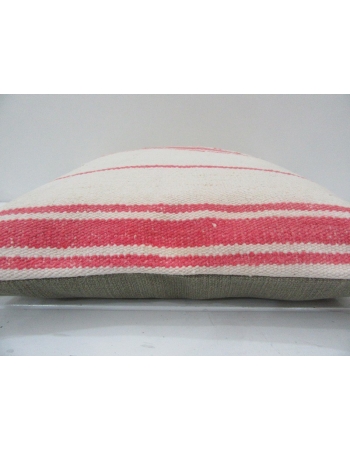 Vintage Handmade Pink Striped Natural Kilim Pillow Cover