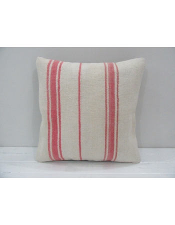 Vintage Handmade Pink Striped Natural Kilim Pillow Cover