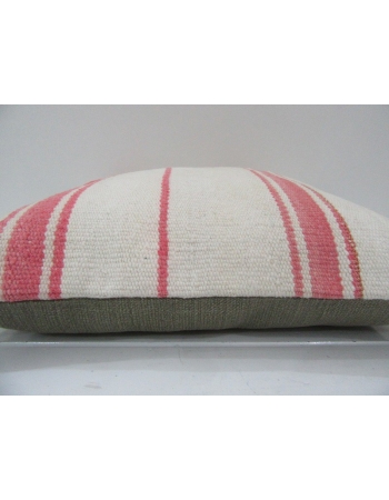 Vintage Handmade Pink Striped Natural Kilim Pillow Cover