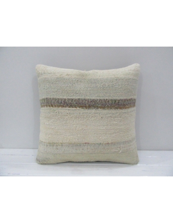 Vintage Handmade Beige Striped Natural Kilim Pillow Cover