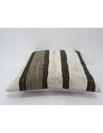 Striped Vintage White & Brown Pillow