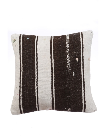 Striped White & Brown Kilim Pillow