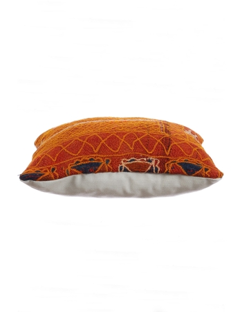 Orange Embroidered Kilim Pillow Cover