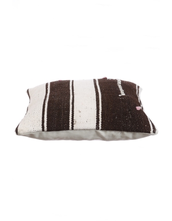 Dark Brown & White Kilim Pillow Cover