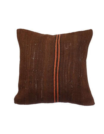 Orange Striped Brown Kilim Pillow
