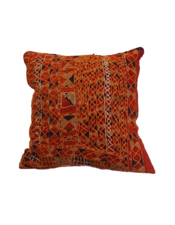 Orange Embroidered Kilim Pillow Cover