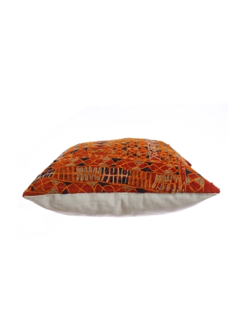 Orange Embroidered Kilim Pillow Cover