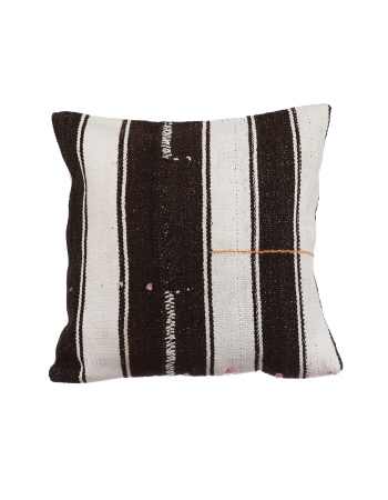 Brown & White Striped Kilim Pillow