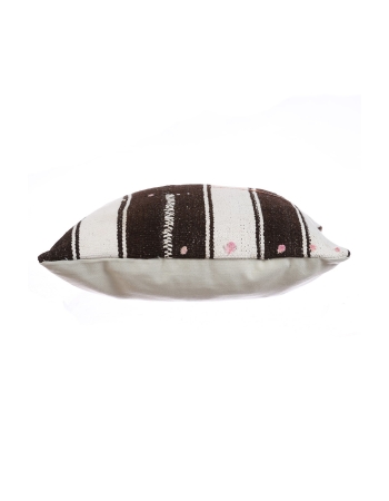 Brown & White Striped Kilim Pillow